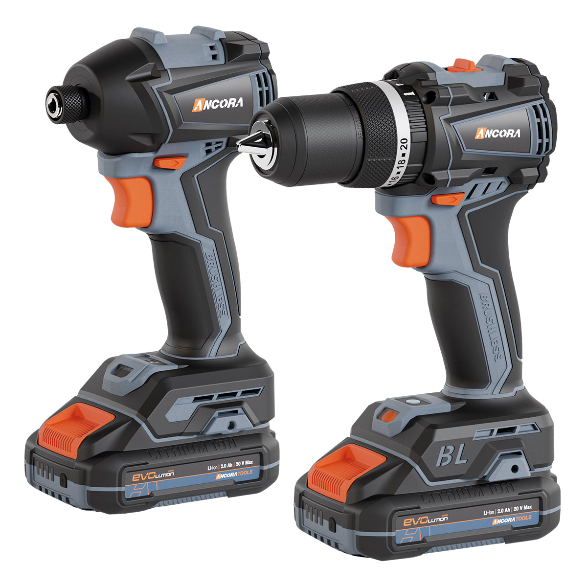 Kit Profissional Parafusadeira Furadeira de Impacto e Parafusadeira Impacto Brushless Ancora Tools c/ 126 Acessórios