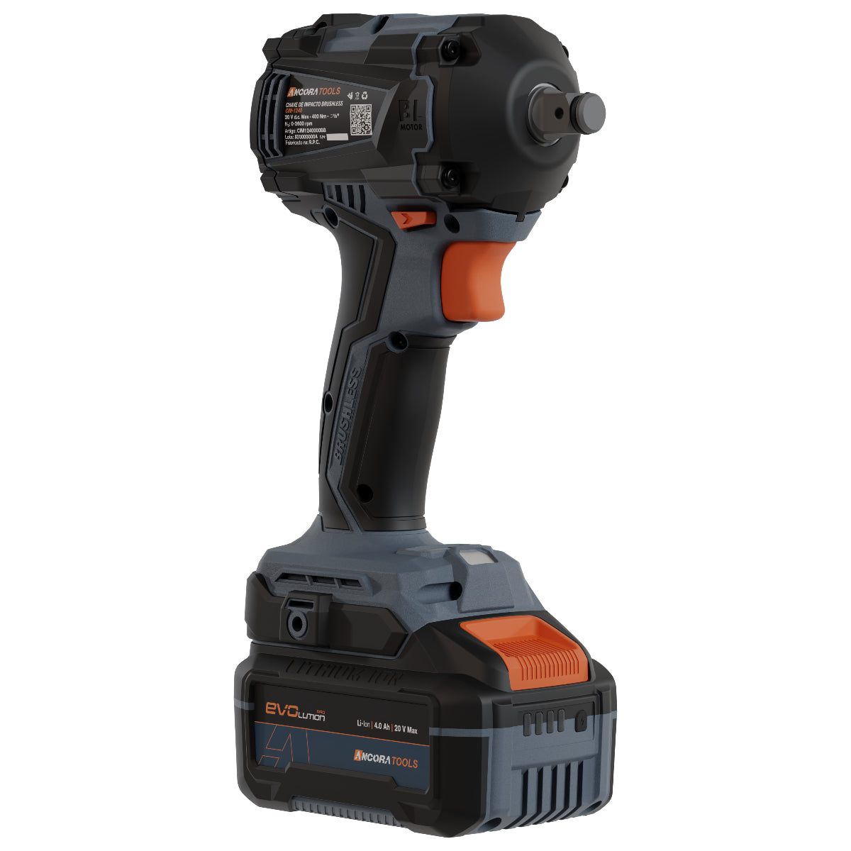 Chave de Impacto Profissional Brushless 400Nm Ancora Tools c/Bateria e Carregador