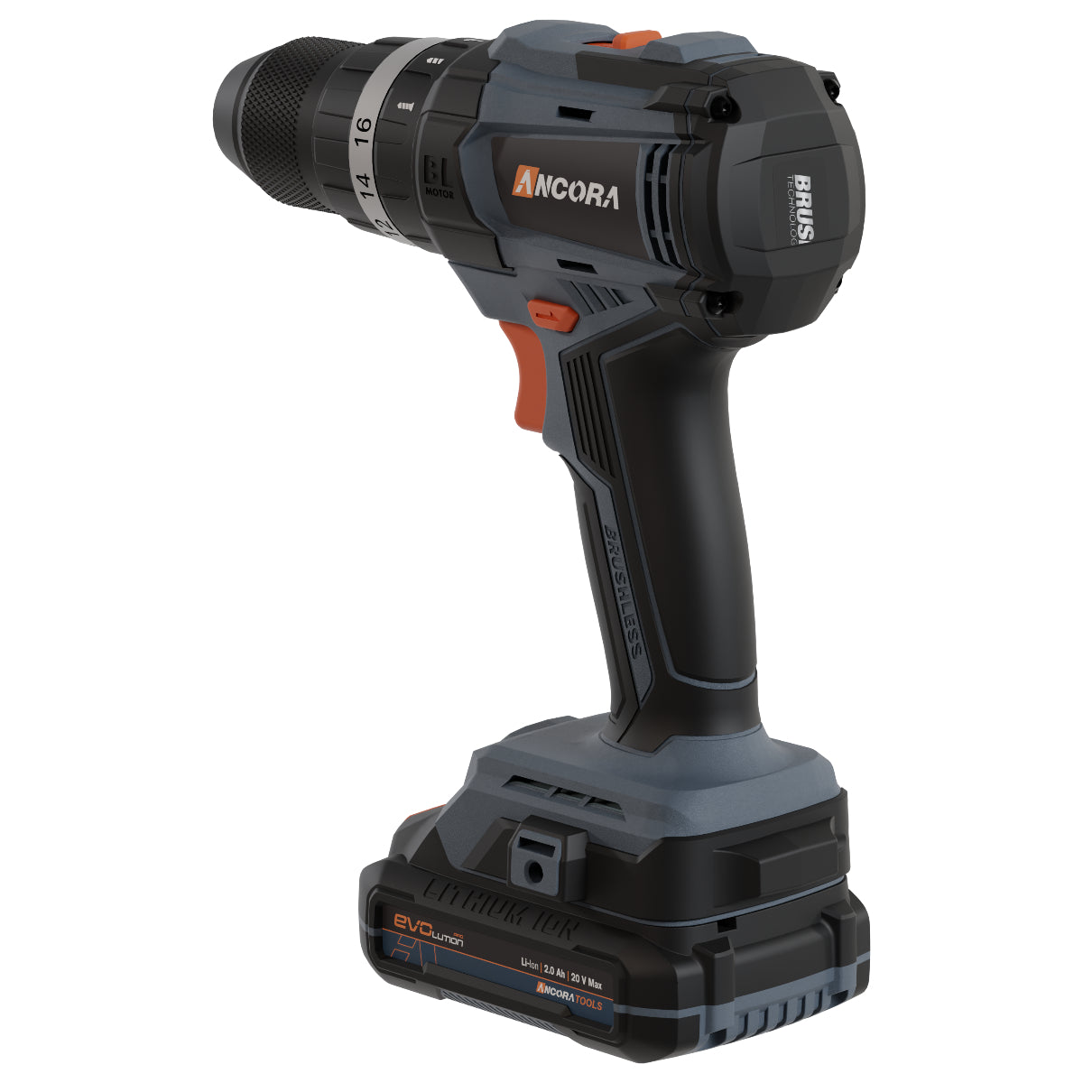 Parafusadeira Furadeira de Impacto Brushless 25500ipm Ancora Tools c/ 2 Baterias e Carregador