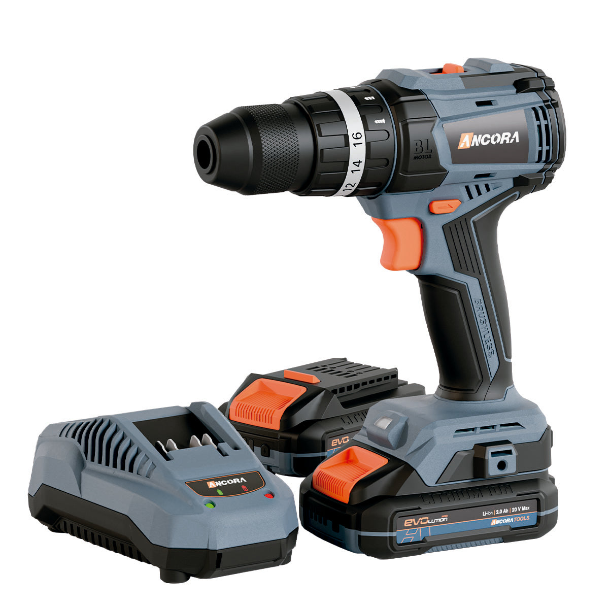 Parafusadeira Furadeira de Impacto Brushless 25500ipm Ancora Tools c/ 2 Baterias e Carregador