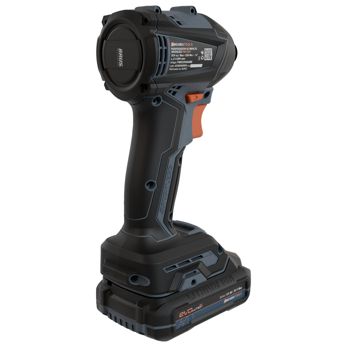 Parafusadeira de Impacto Profissional Brushless 4300ipm Ancora Tools c/Bateria e Carregador