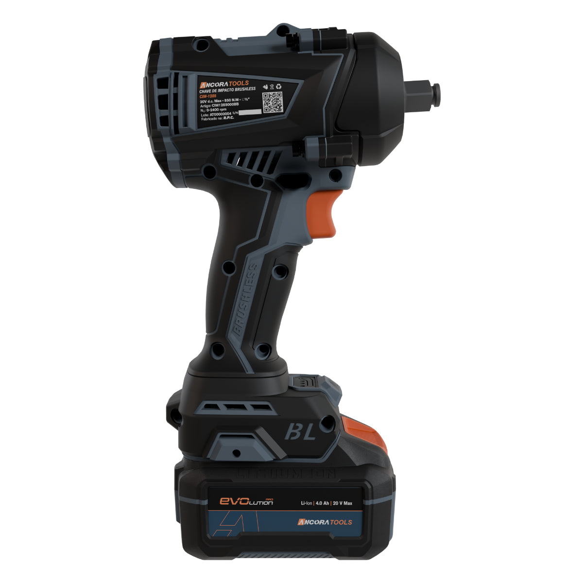 Chave de Impacto Profissional Brushless 850nm Ancora Tools c/Bateria Carregador e Maleta