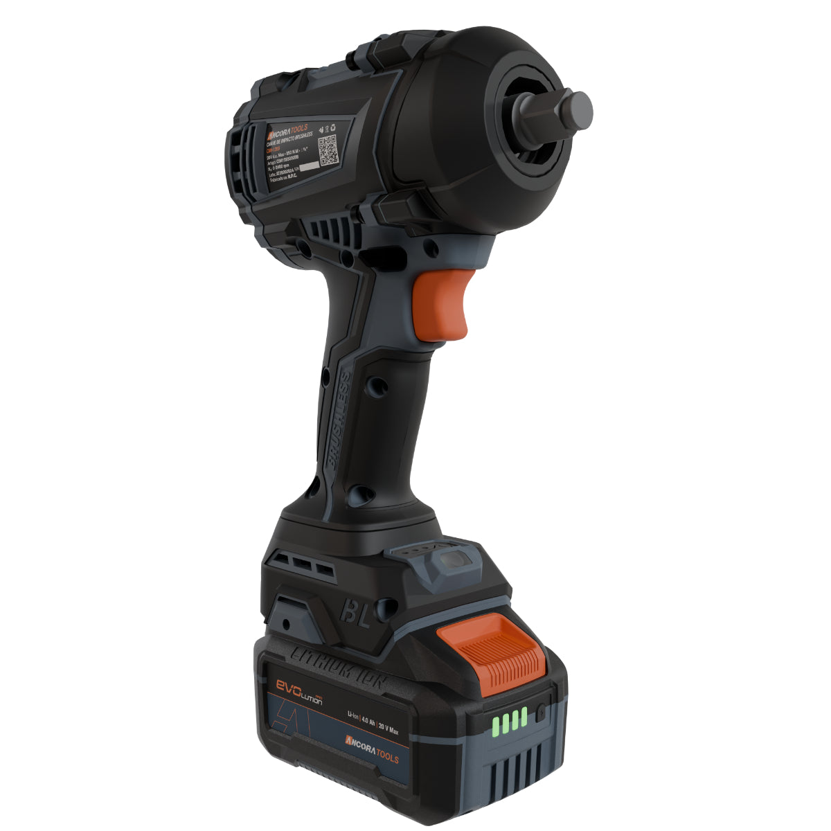 Chave de Impacto Profissional Brushless 850nm Ancora Tools c/Bateria Carregador e Maleta