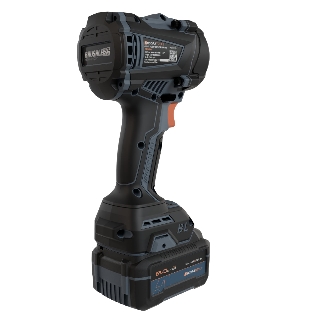 Chave de Impacto Profissional Brushless 850nm Ancora Tools c/Bateria Carregador e Maleta