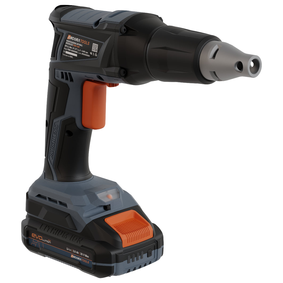 Parafusadeira Drywall Profissional Brushless 4400rpm Ancora Tools c/Bateria e Maleta