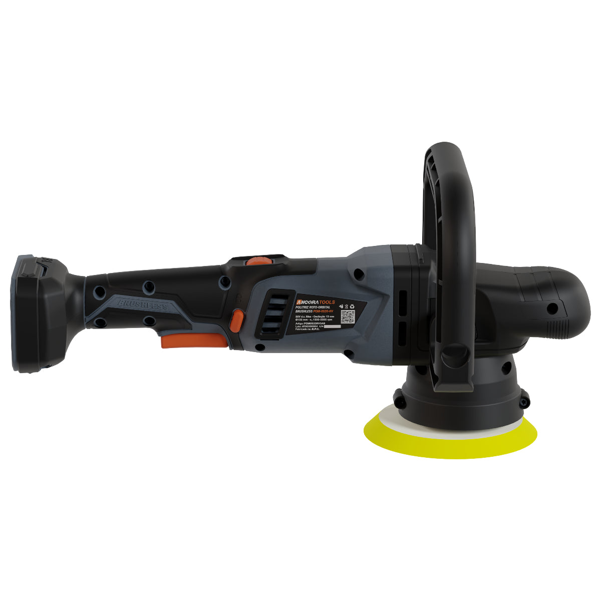 Politriz Roto Orbital Profissional Brushless 5500rpm Ancora Tools s/ Bateria